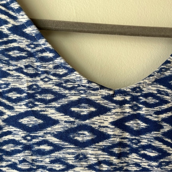 H&M Divided Blue White Ikat Print Bodycon Mini Dress Women’s Small Cotton Blend - Picture 3 of 9